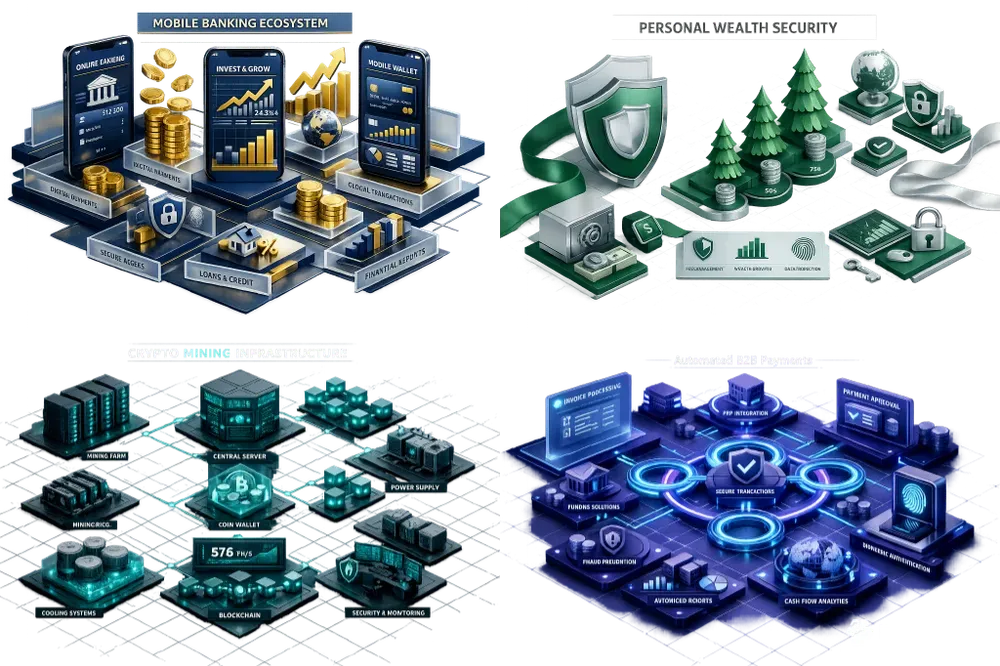 Premium 3D Isometric Fintech Infographics