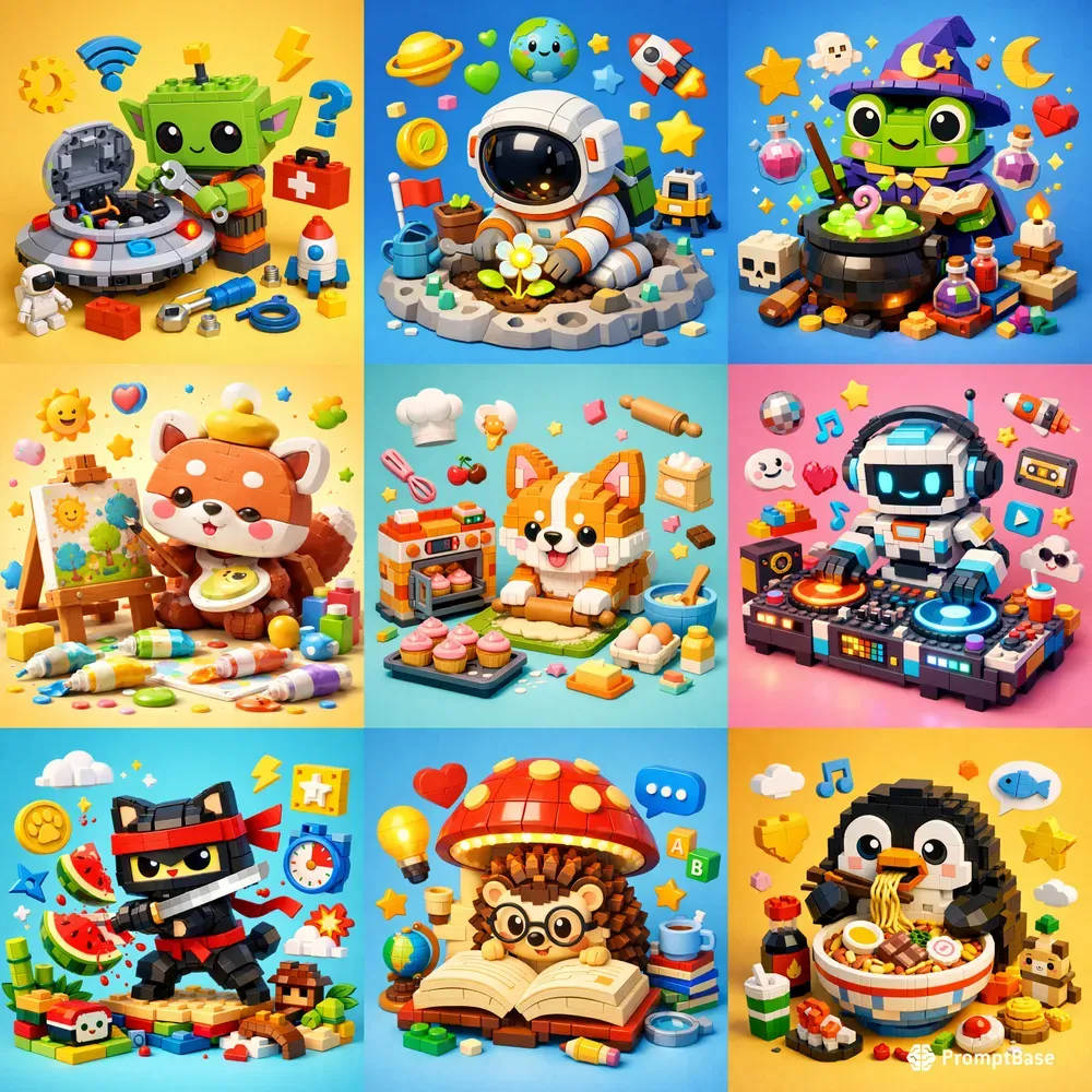 Cute 3D Blocky Toy Characters