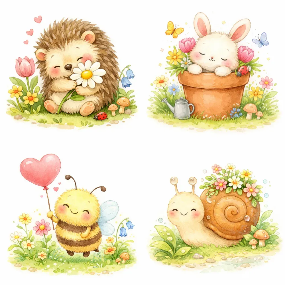 Whimsical Garden Characters Clipart