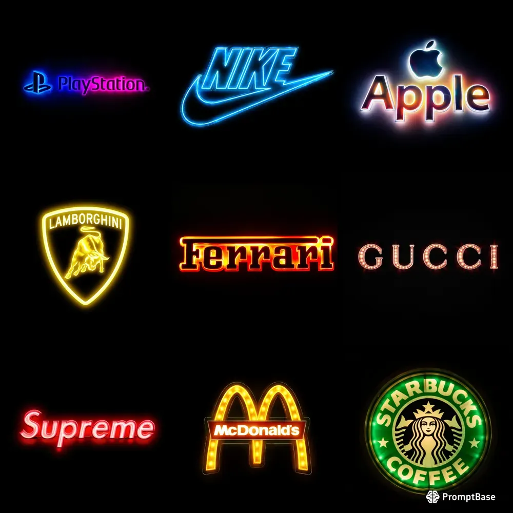Brand Logo Neon Illuminated Stickers