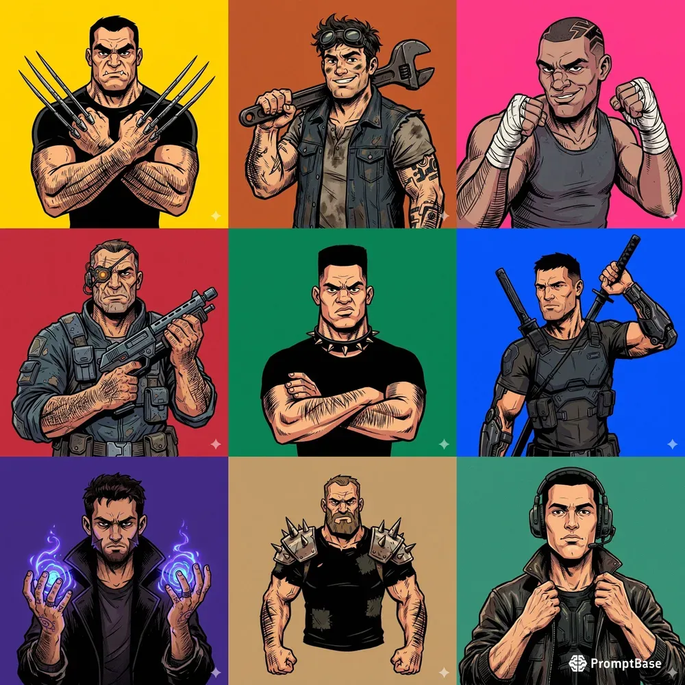 Bold Comic Ink Character Illustrations
