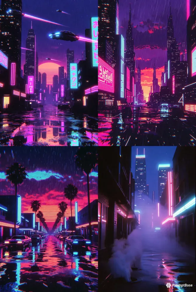 Retro Synthwave 80s Cityscapes