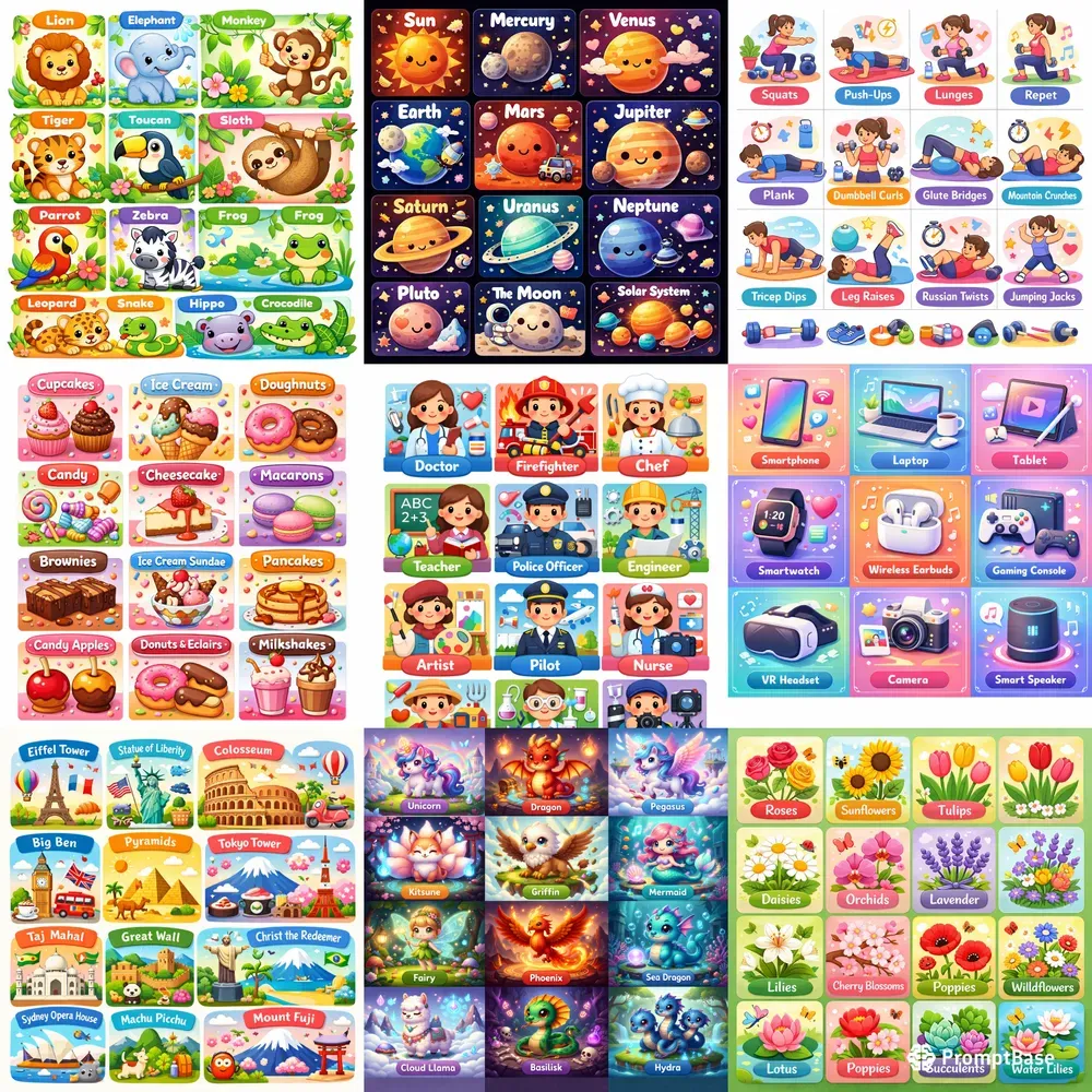 Cute Themed Grid Posters