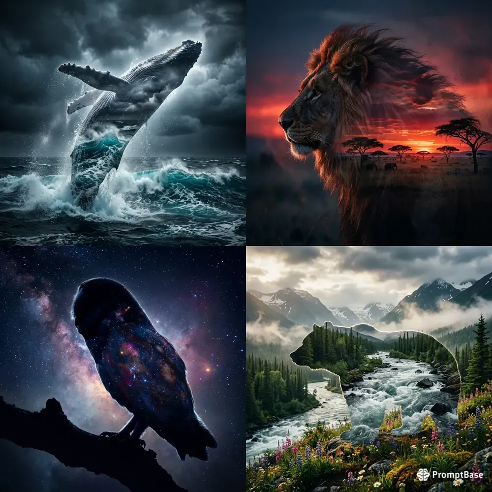 Surreal Double Exposure Wildlife Art