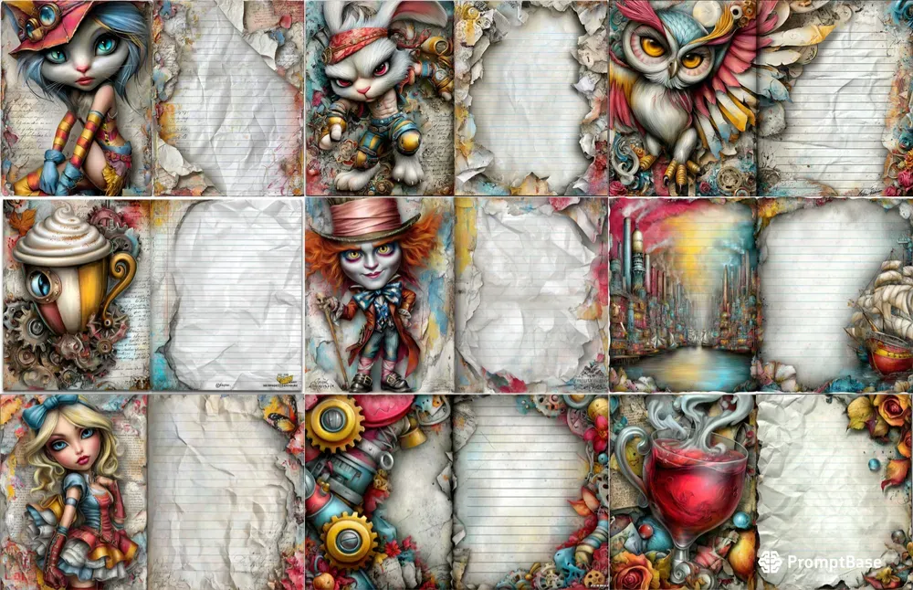 Alice In Steampunk World Double Pages
