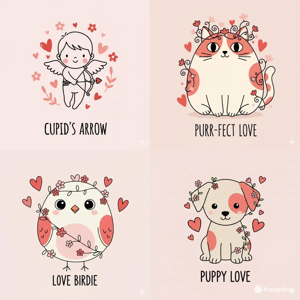 Cute Valentine Love Hand Drawn Doodles