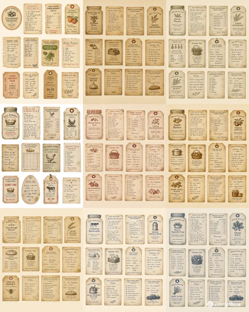 Farmhouse Kitchen Ephemera Sheets