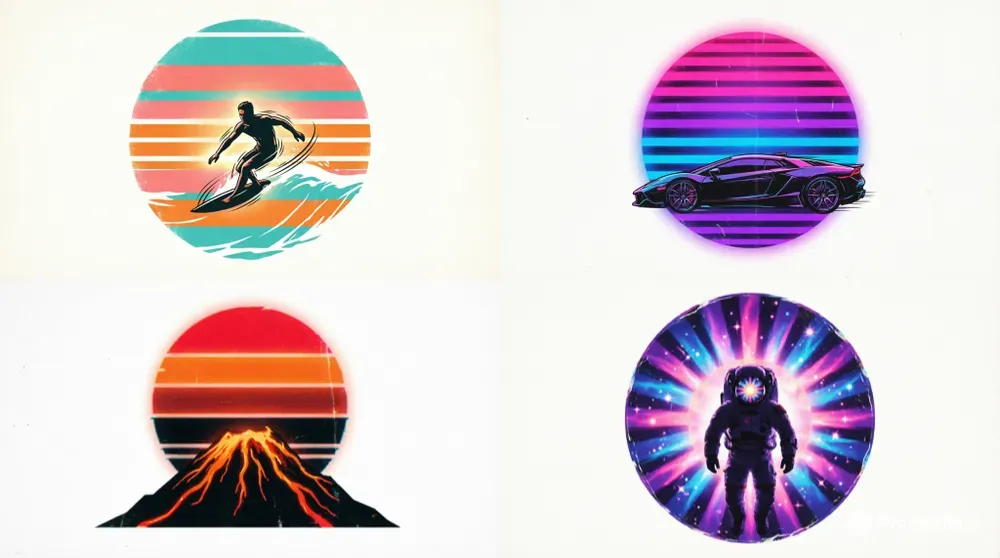 Retro 80s Sunset Tshirt Designs
