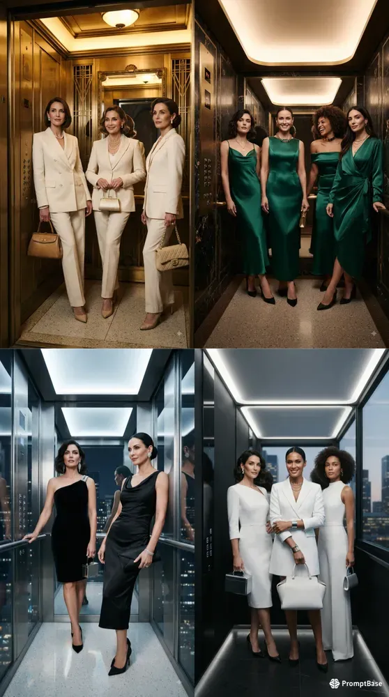 Elegant Girls In Luxury Elevators