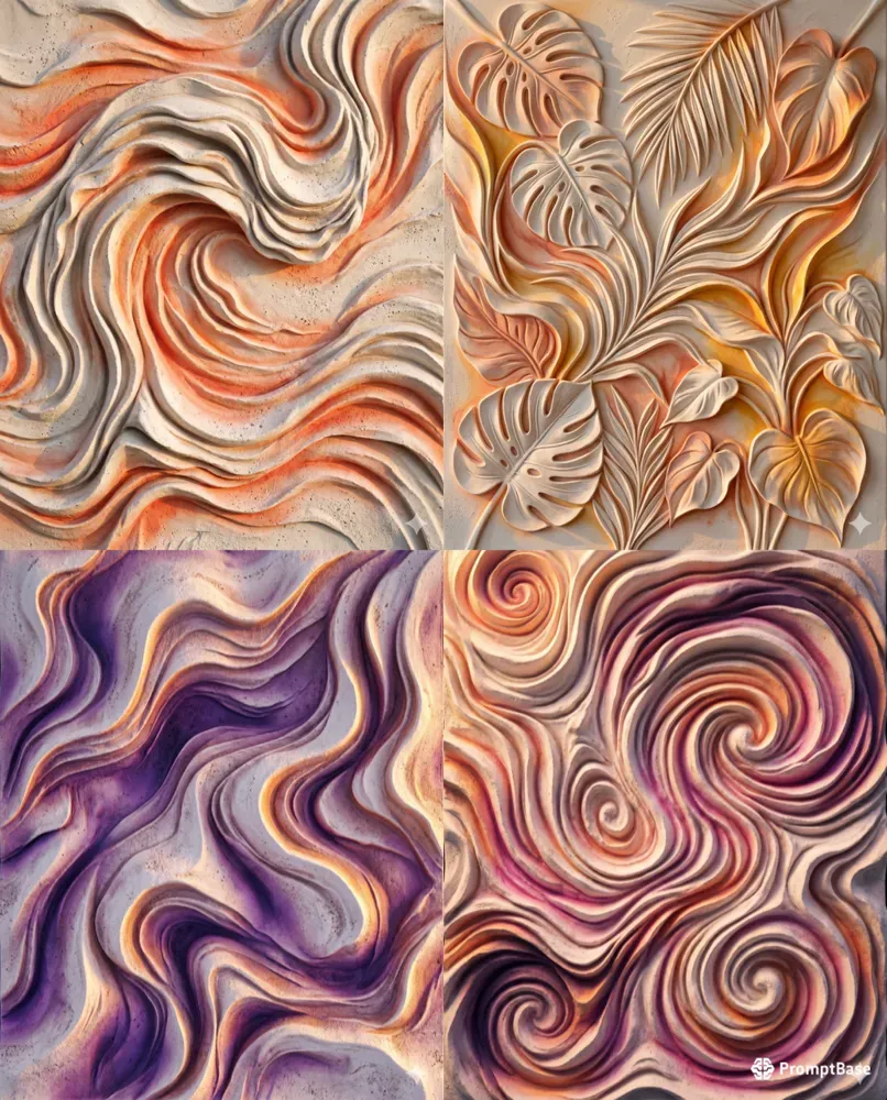 3D Biomorphic Plaster Wall Art Prints