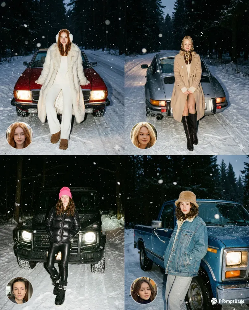 Luxe Winter Night Car Photos