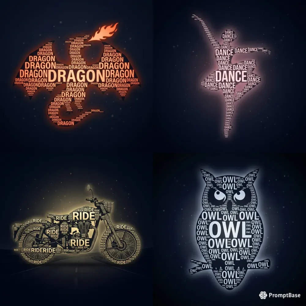 Glowing Word Silhouette Art