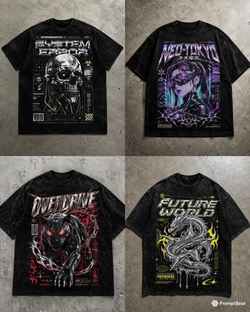 Y2k Cyberpunk Streetwear Tshirt Prints