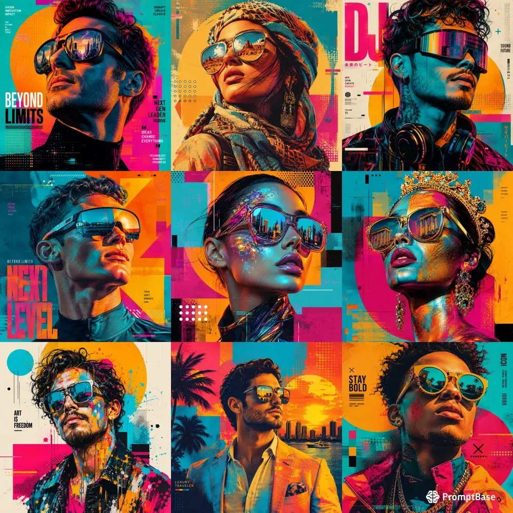 Neon Pop Portrait Posters