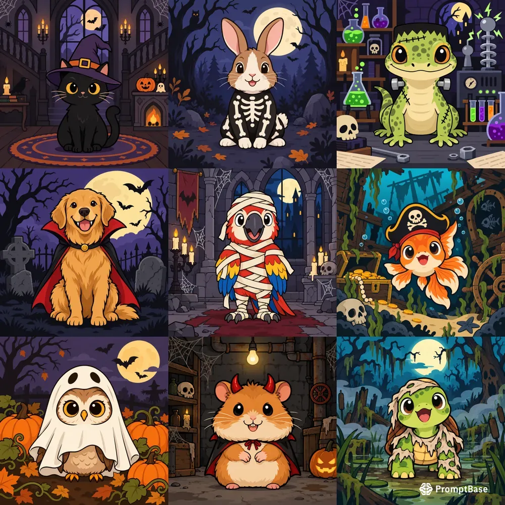 Spooky Pet Portrait Cliparts