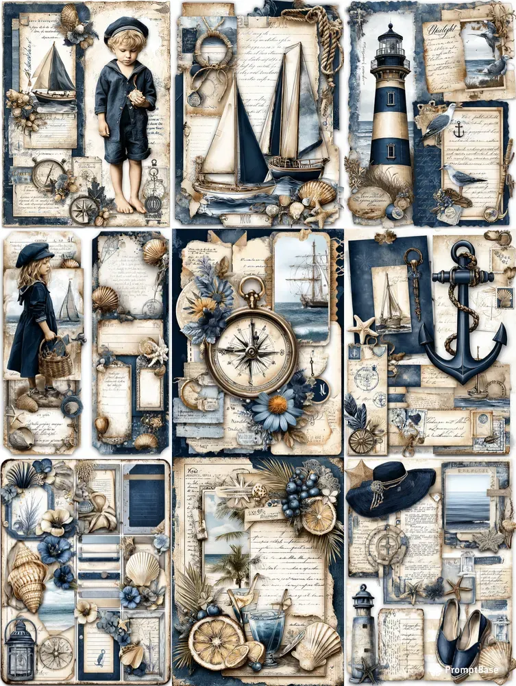 Spring Nautical Diary Scrapbook Papers