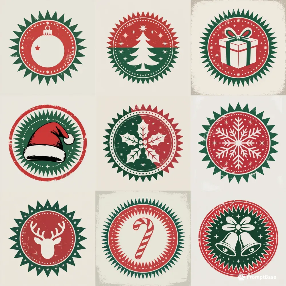 Vintage Round Christmas Badges