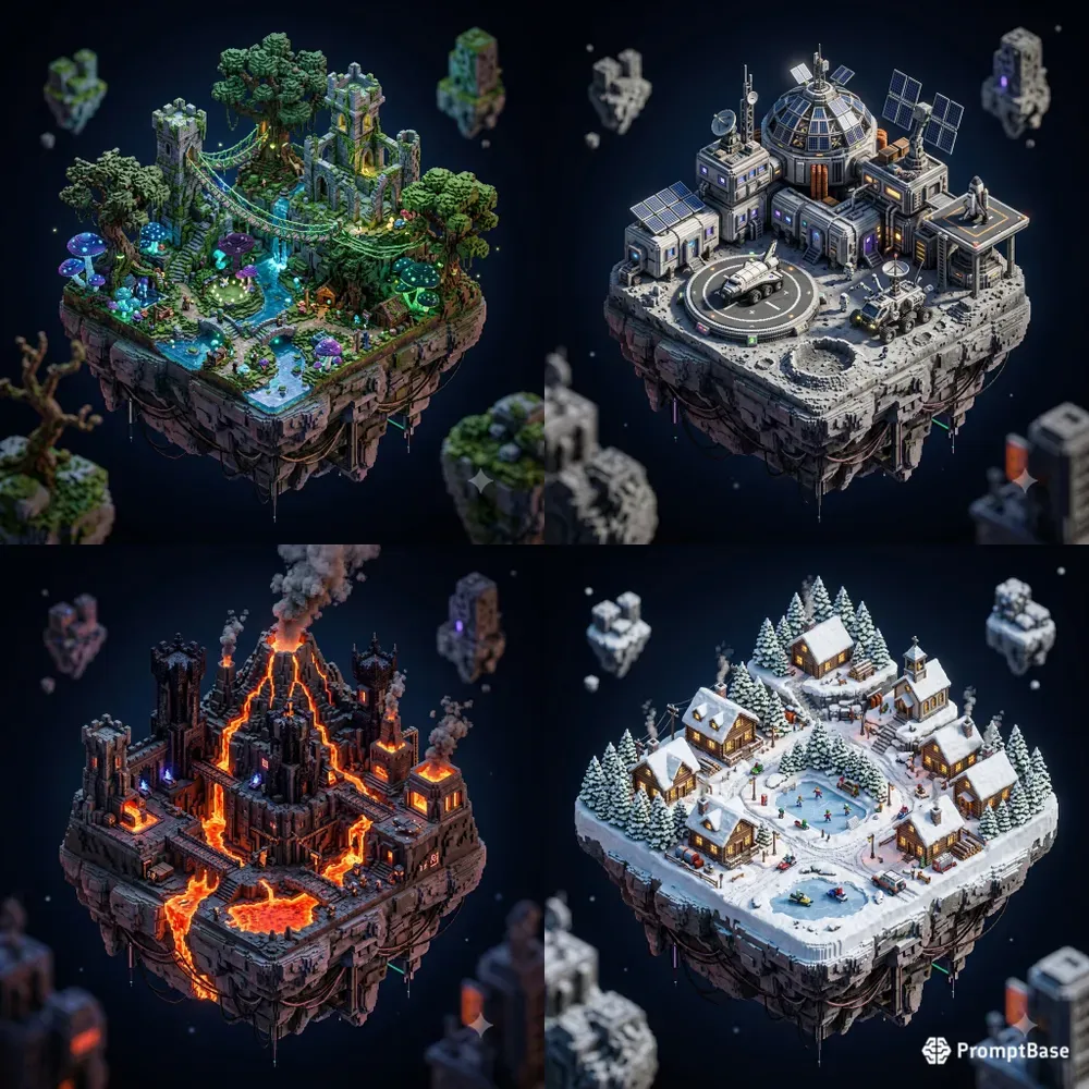 3D Isometric Mini World Dioramas