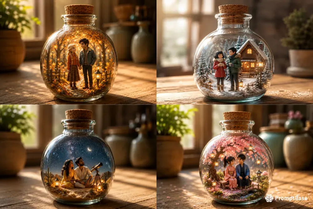 Terrarium Romantic Couple Glass Jar Art