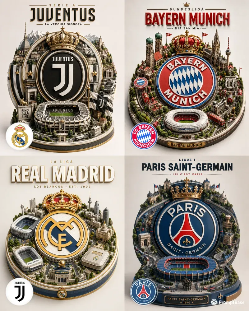 3D Football Club Emblem Dioramas