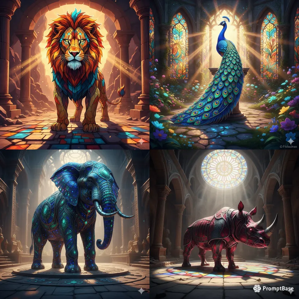 Stained Glass Animal 3D Sanctuaries