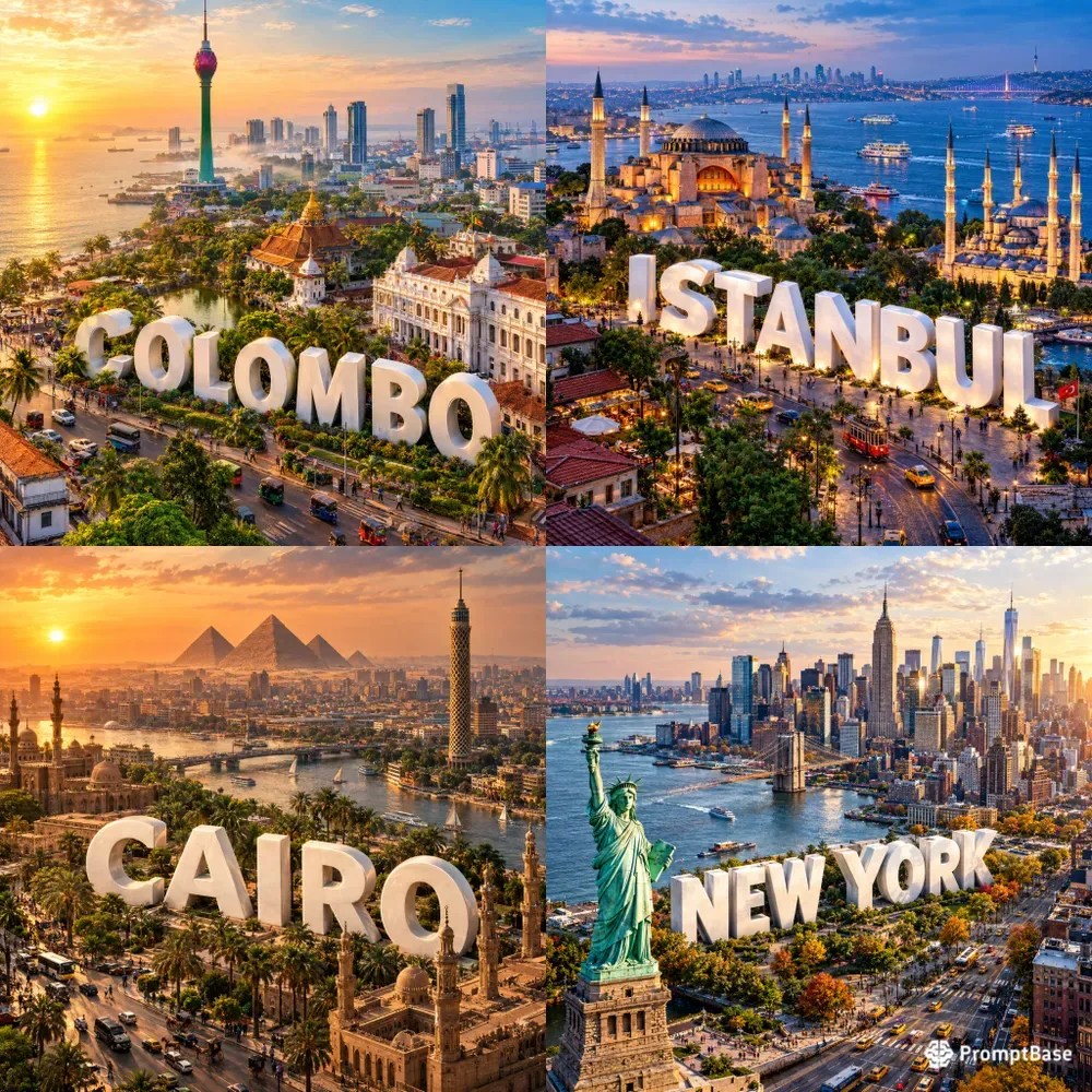 3D City Landmark Travel Scenes