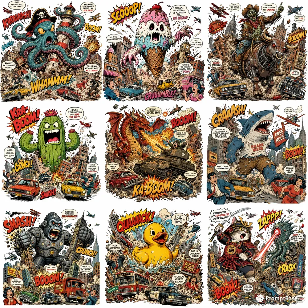 Retro Comic Monster Kits