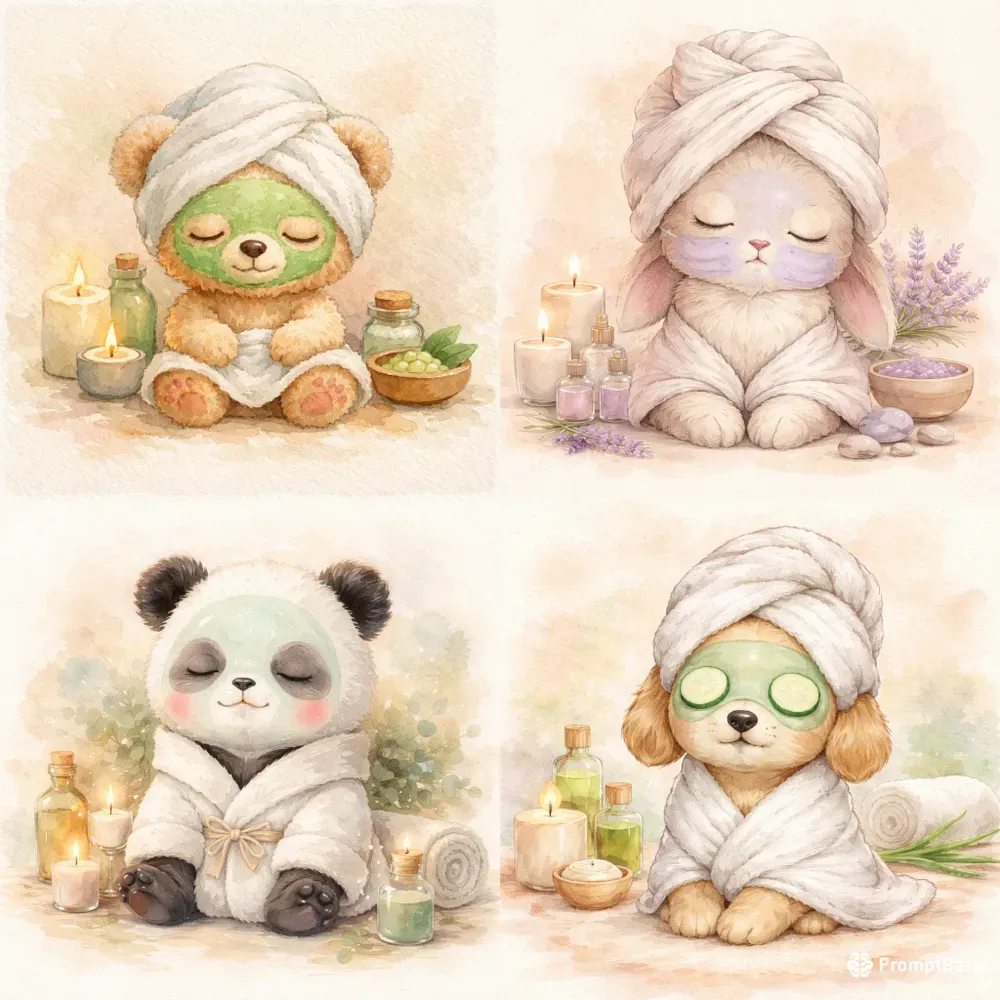 Cute Cozy Spa Animals