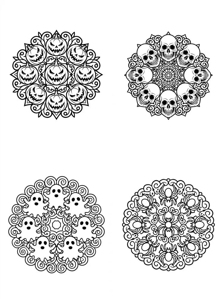 Halloween Mandala Coloring Book Pages