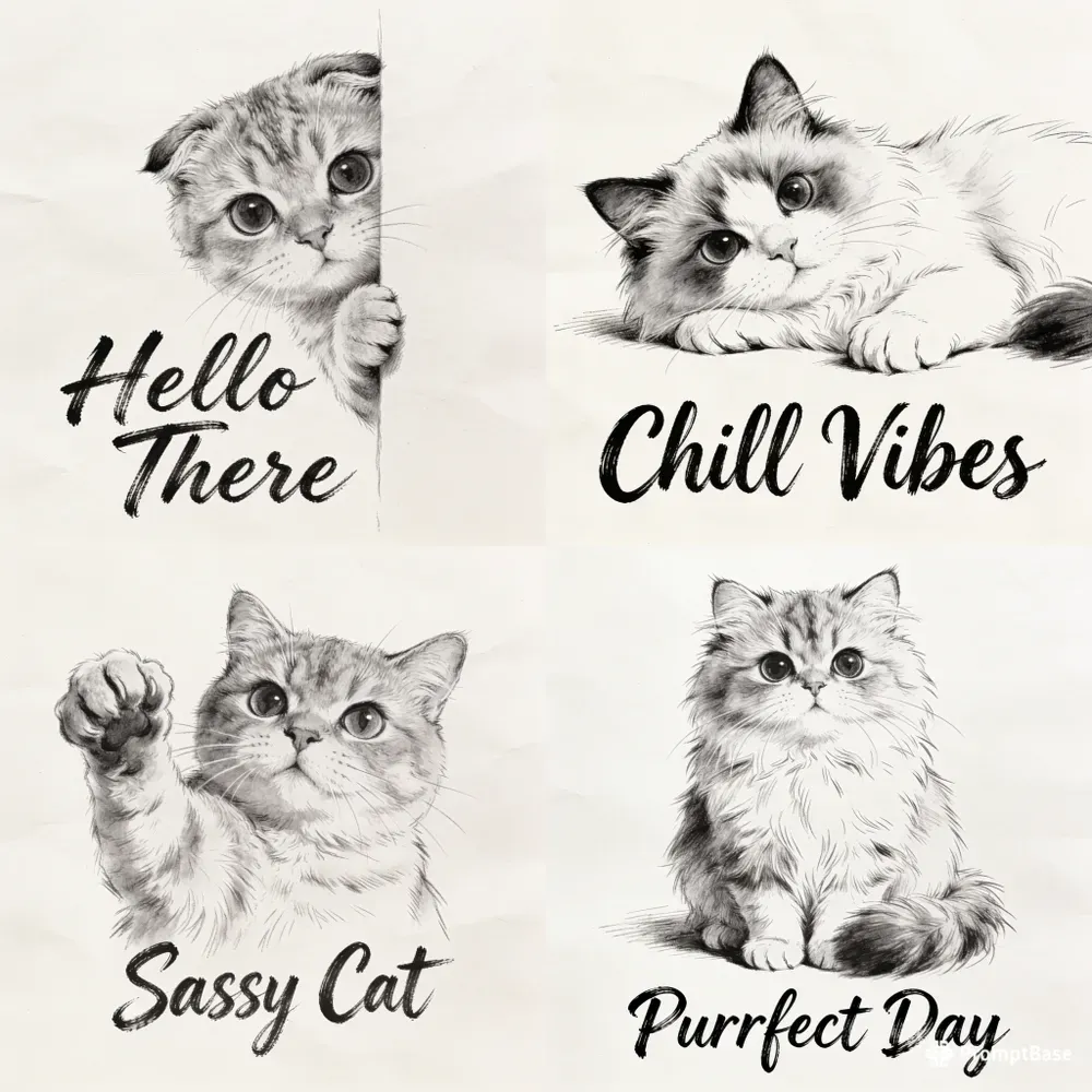 Minimalist Cat Sketch Printables