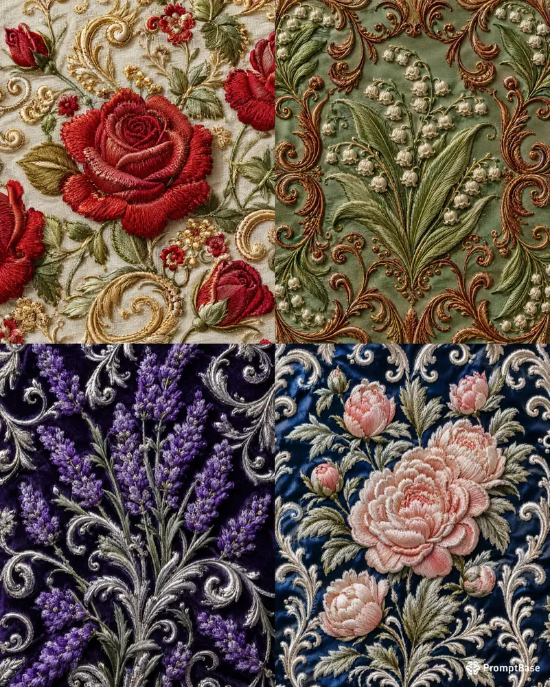 Romantic Floral Fabric Texture Assets
