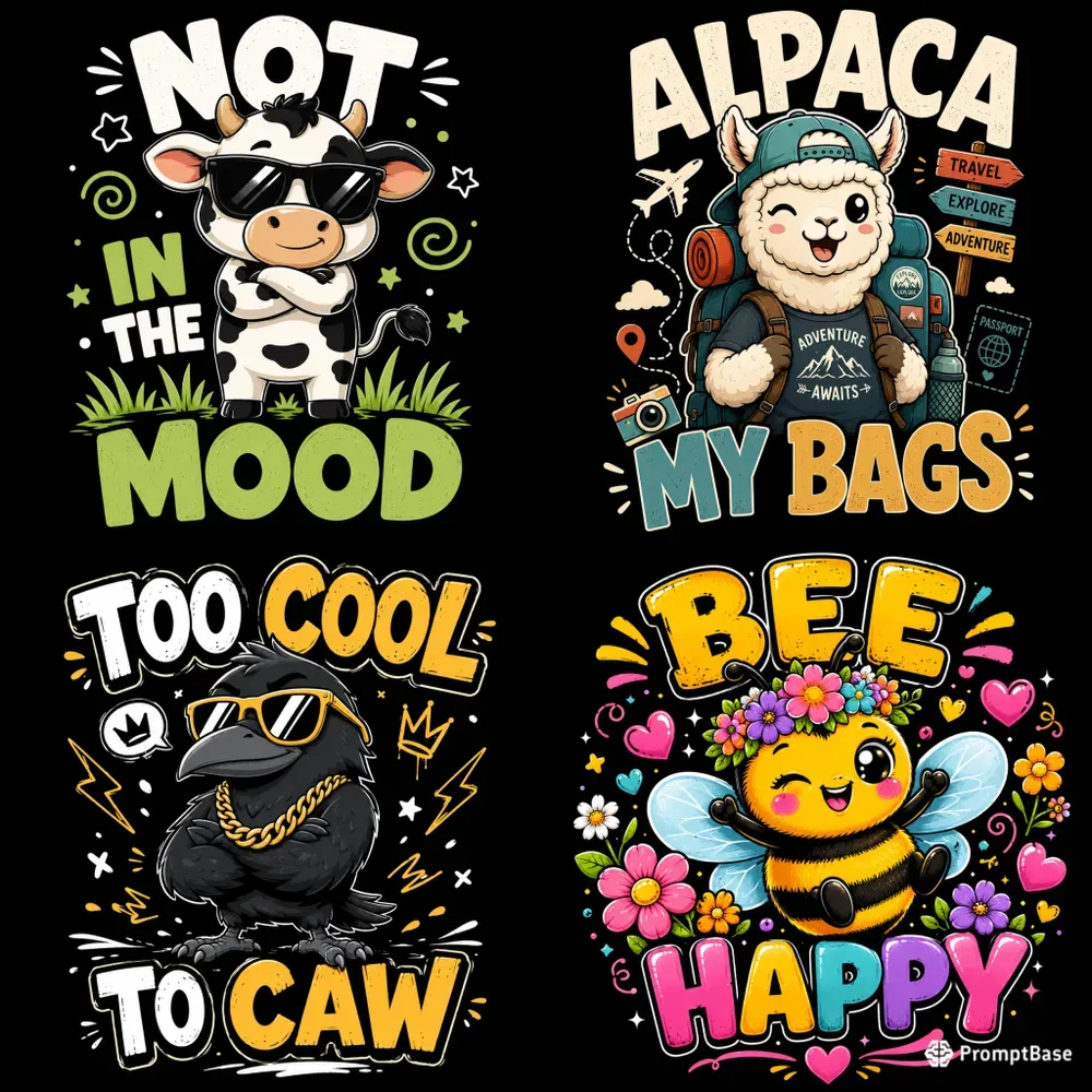 Funny Animal Mood Shirts Cute Cartoons