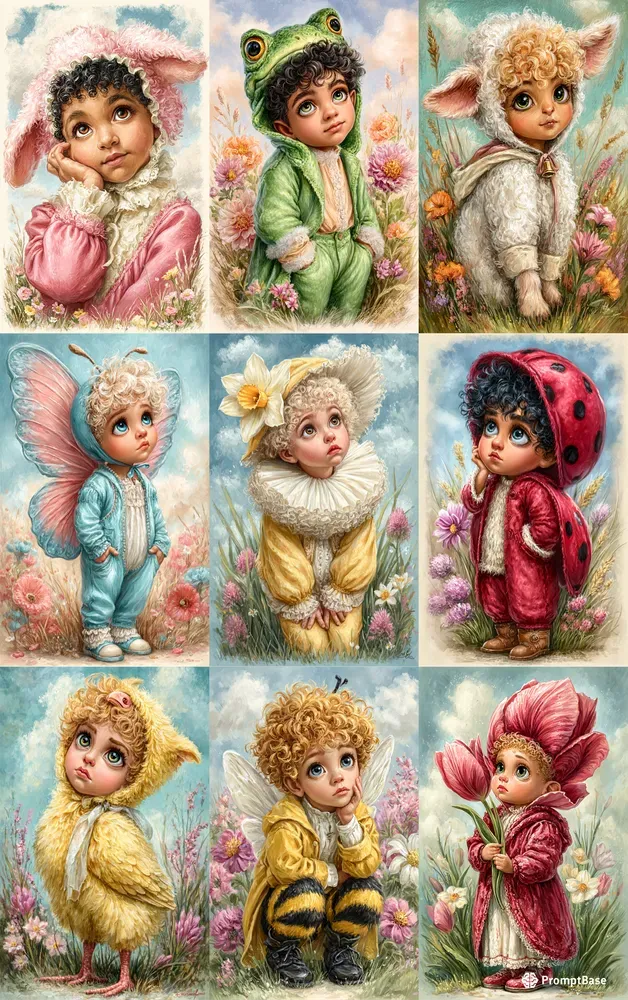 Whimsical Spring Child Illustrations