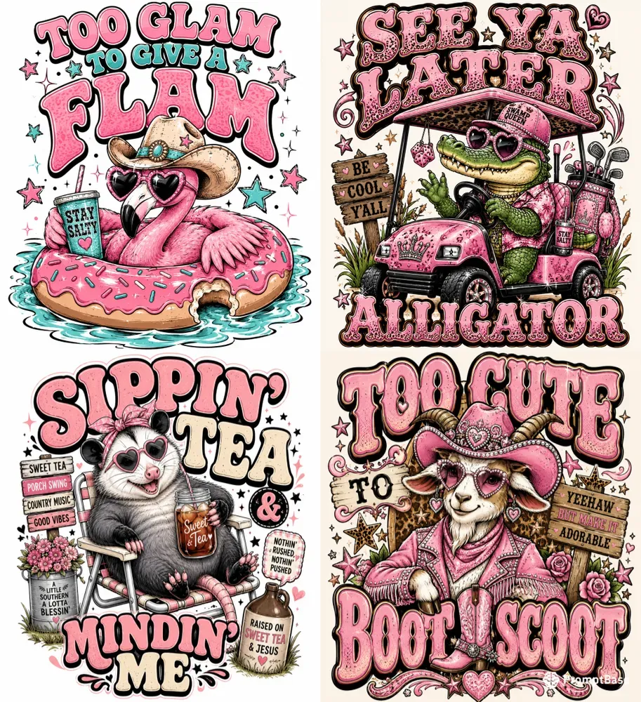 Funny Southern Animal Typography Tshirts