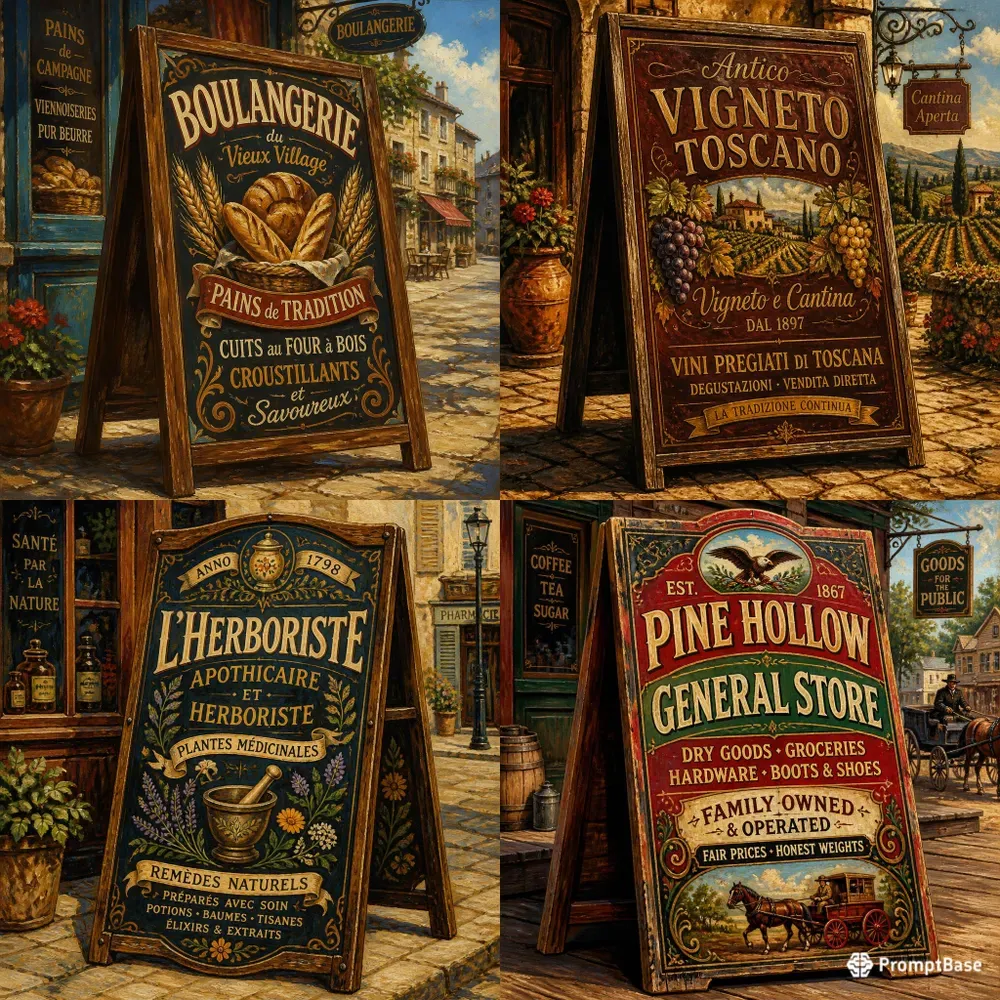 Vintage Handpainted Wooden Signs
