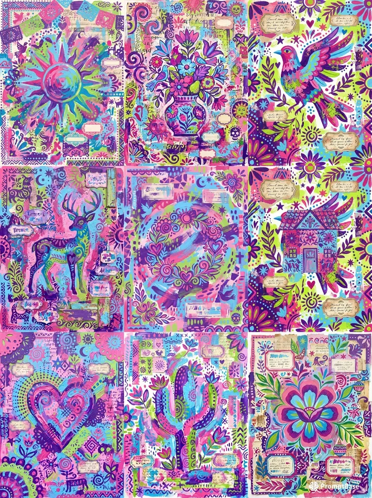 Acrylic Mexican Folk Art Junk Journals