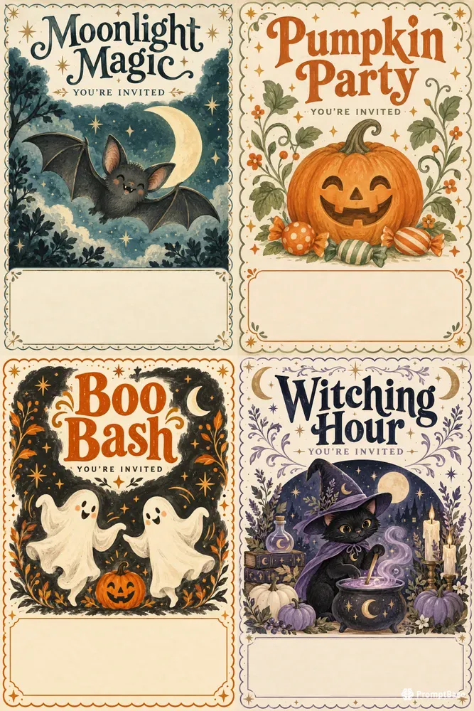 Spooky Cute Halloween Party Invitations