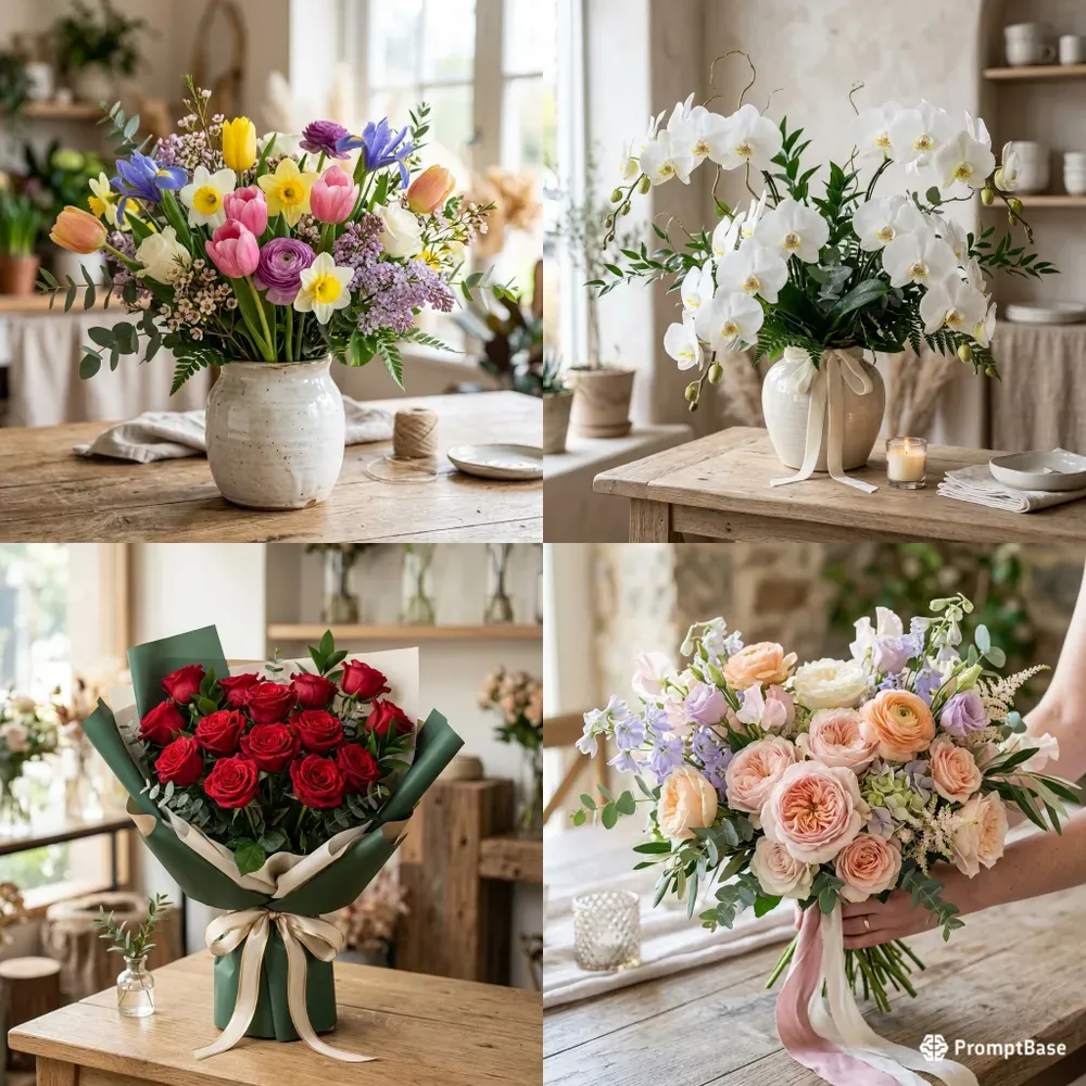 Realistic Floral Arrangement Product Photos