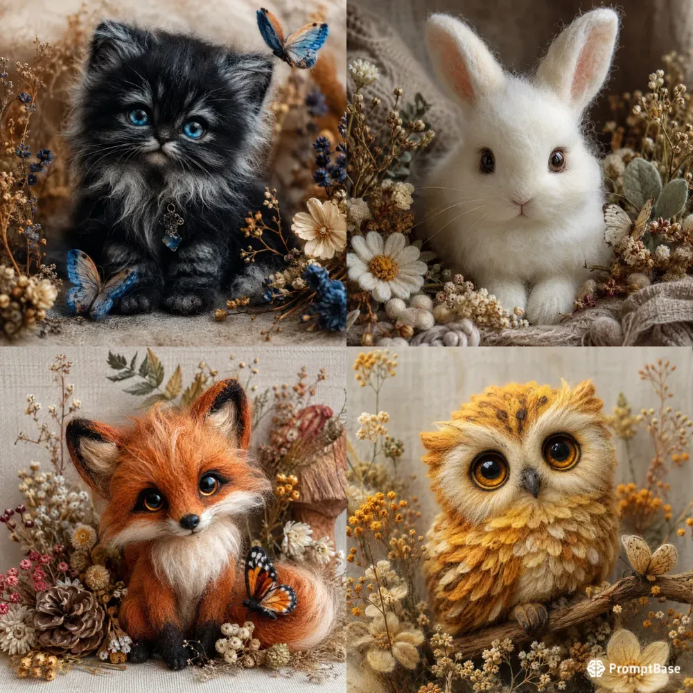 Whimsical Wool Animal Portraits