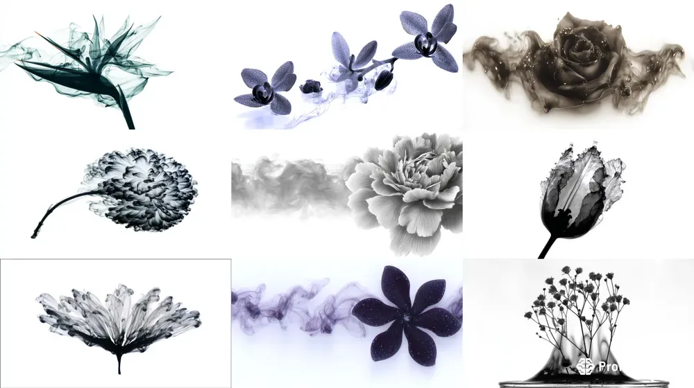 Chinese Ink Flowers Paintings