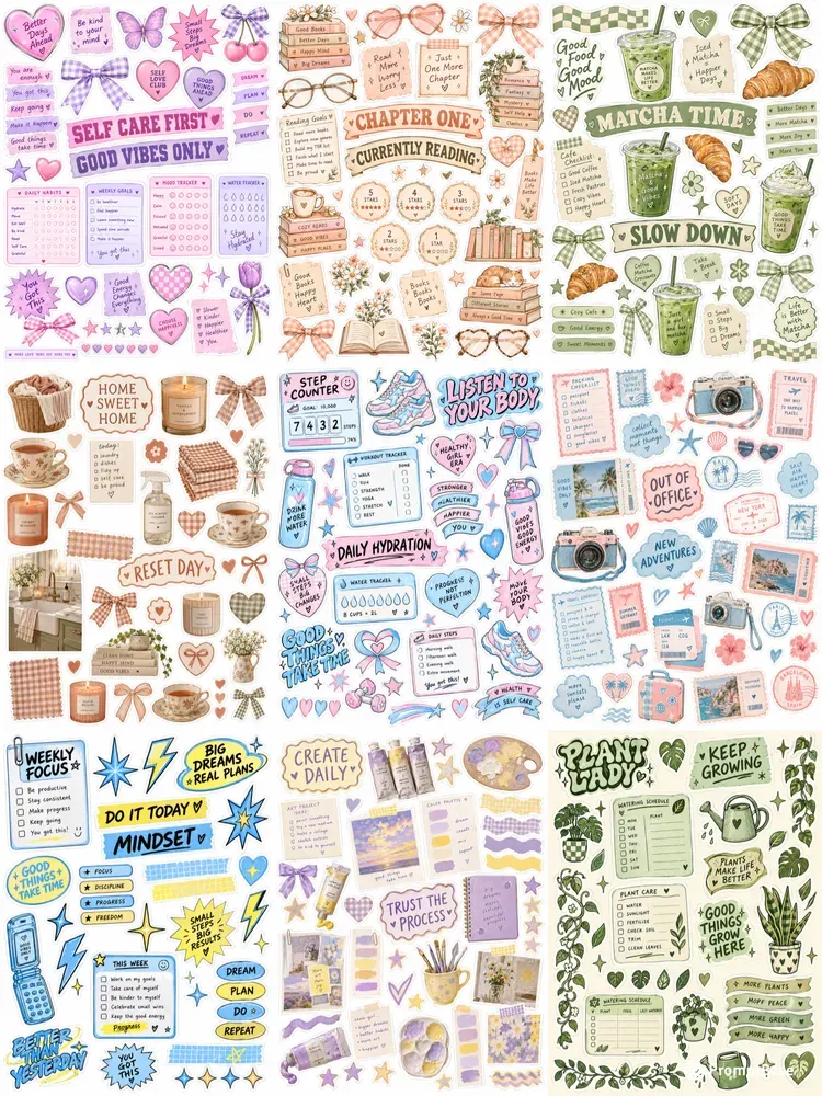 Y2k Aesthetic Daily Planner Scrap Sheets