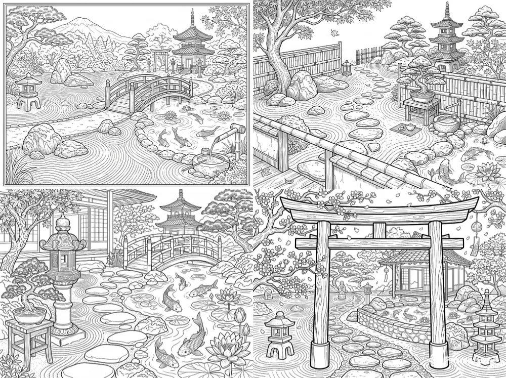 Japanese Zen Garden Coloring Pages
