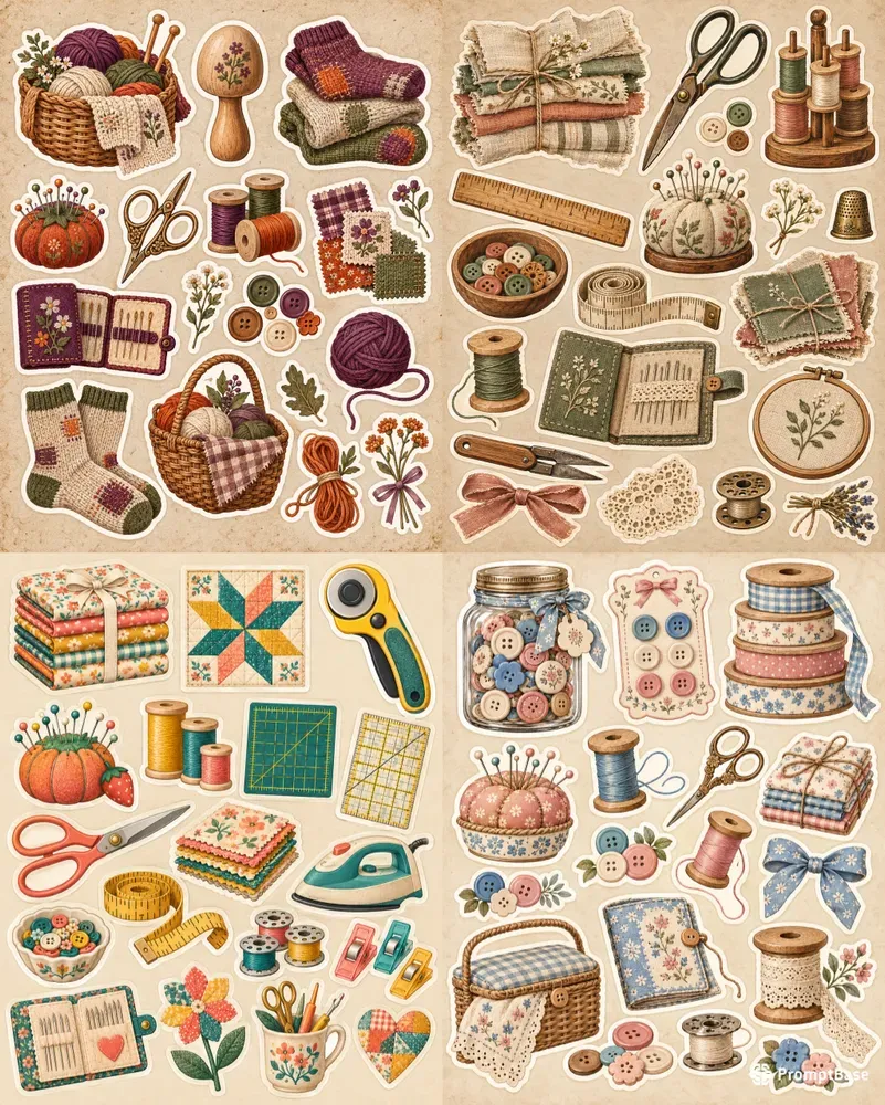 Retro Sewing Stickers