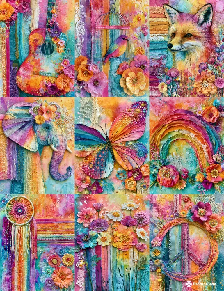 Colorful Boho Junk Journal Scrapbooks