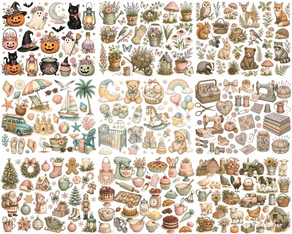 Vintage Pastel Clipart Collections