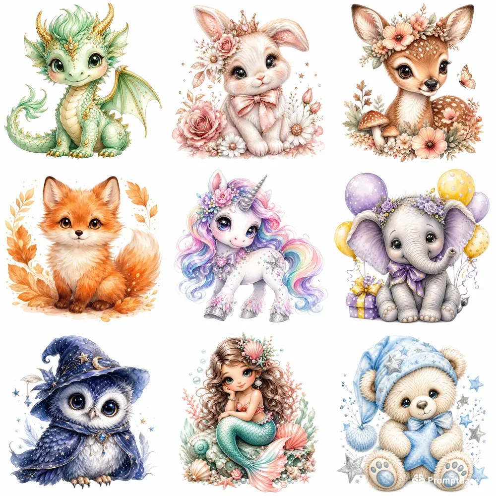 Cute Watercolor Character Clipart