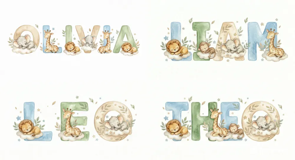 Custom Baby Name Watercolor Safaris