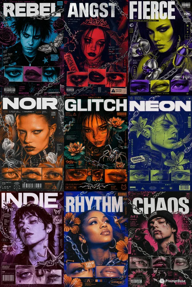 Y2k Grunge Scanline Collages