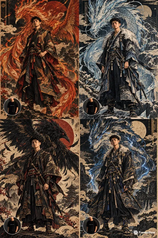 Ukiyoe Mythical Guardian Portraits