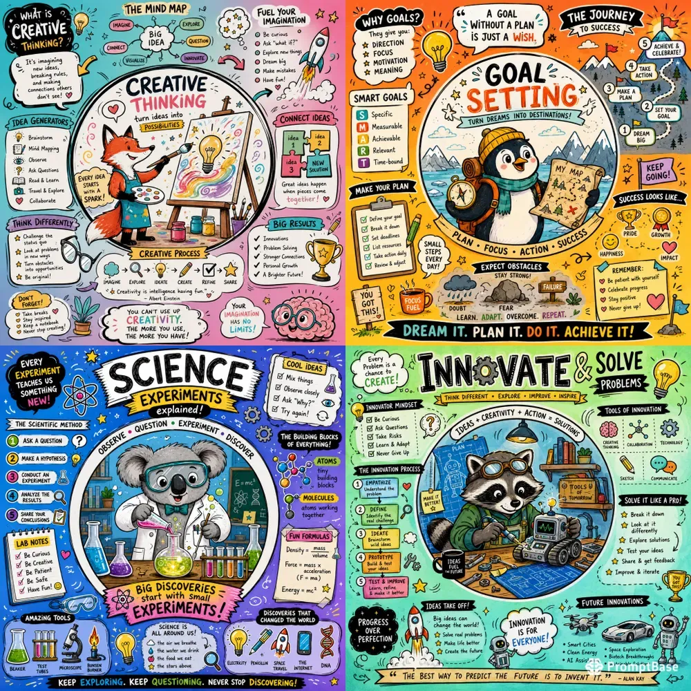 Whimsical Sketchnote Character Posters